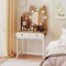 Kitty-Themed Vanity Desk with Mirror, Lights, and Built-In Power Outlets